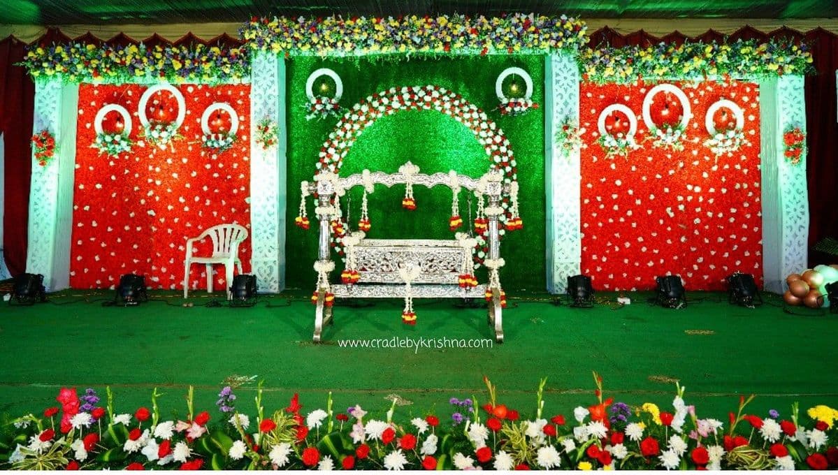 Marriage hall lighting and floral design at SLS Banquets